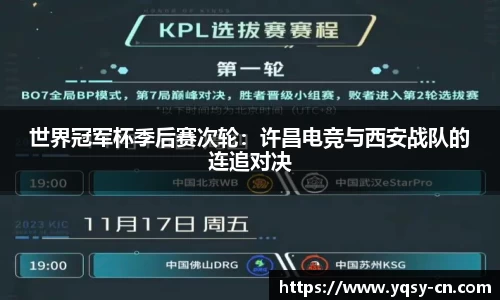 世界冠军杯季后赛次轮：许昌电竞与西安战队的连追对决
